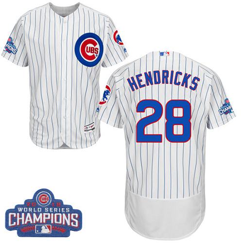 Cubs #28 Kyle Hendricks White Flexbase Authentic Collection 2016 World Series Champions Stitched MLB Jersey - Click Image to Close